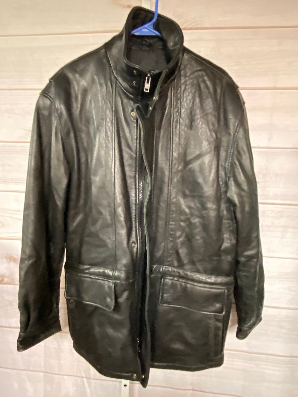 London Fog Black Genuine Leather Moto Biker Jacket Coat Women's Size S